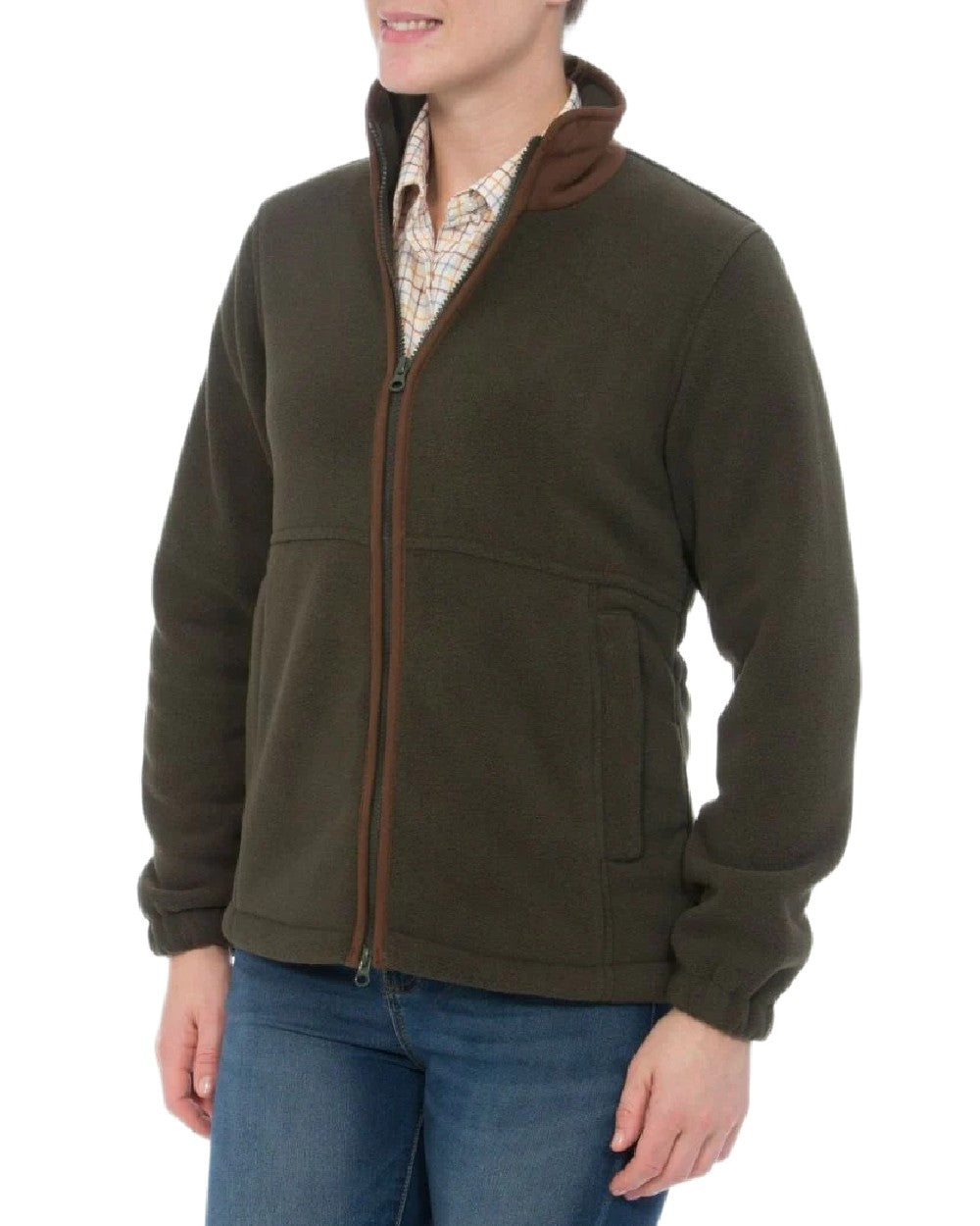 Green Coloured Alan Paine Aylsham Ladies Fleece Jacket on white background