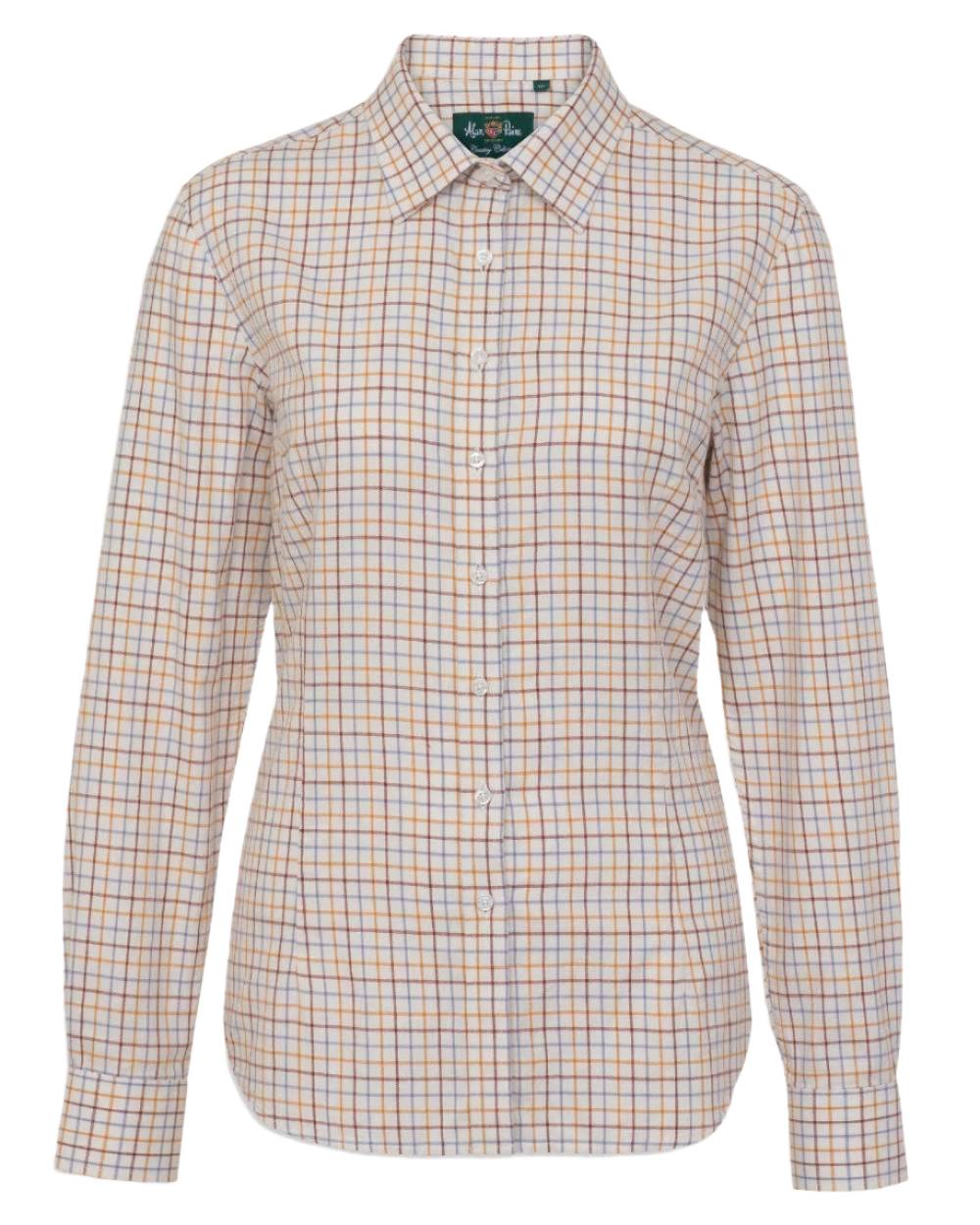 Country Check Coloured Alan Paine Bromford Ladies Shirt on blurry background