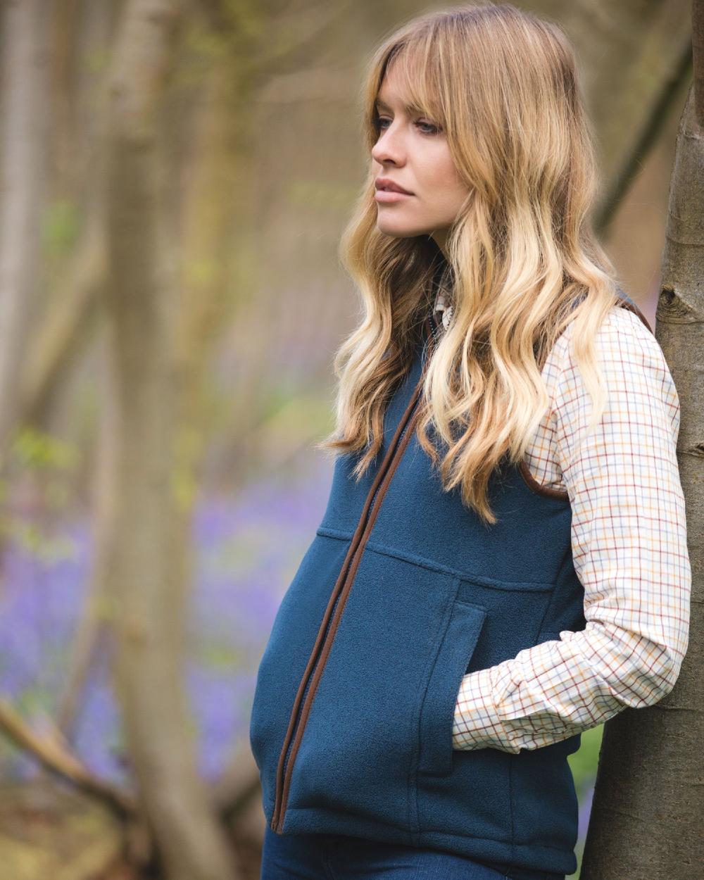Country Check Coloured Alan Paine Bromford Ladies Shirt on blurry background