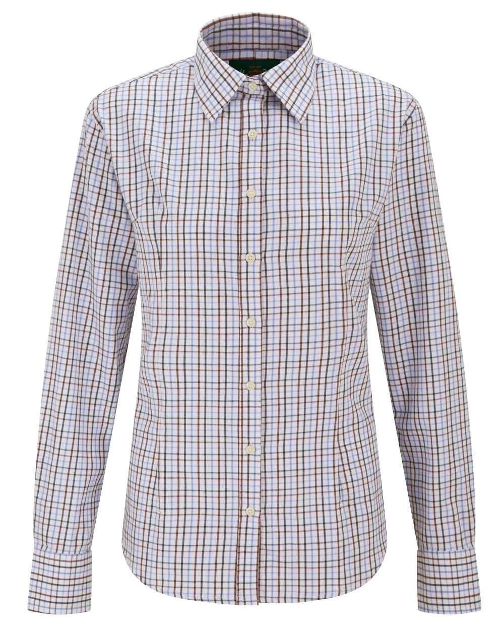 Green Brown Coloured Alan Paine Bromford Ladies Shirt on white background