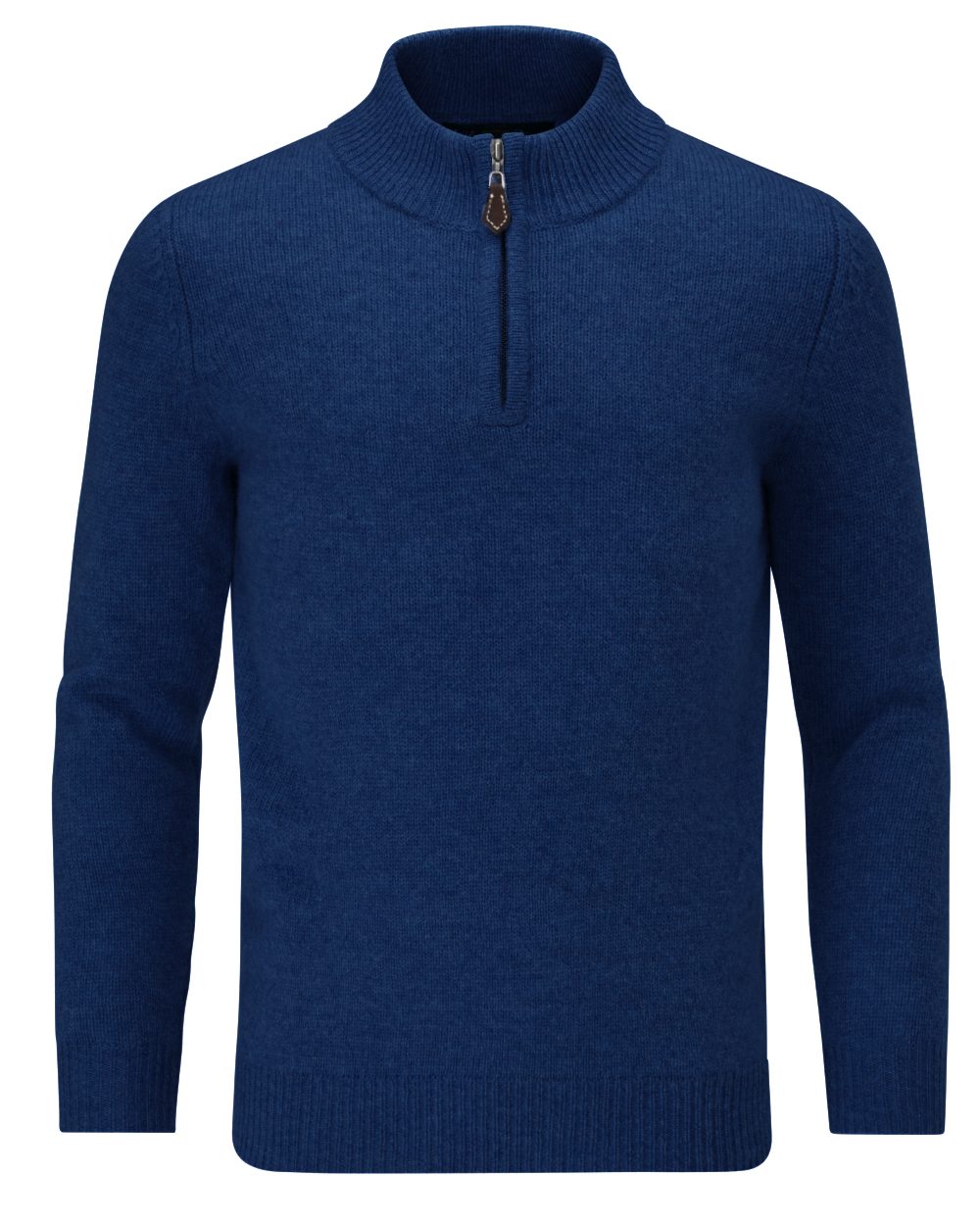 Navy coloured Alan Paine Childrens Rookeland Quarter Zip Jumper on white background