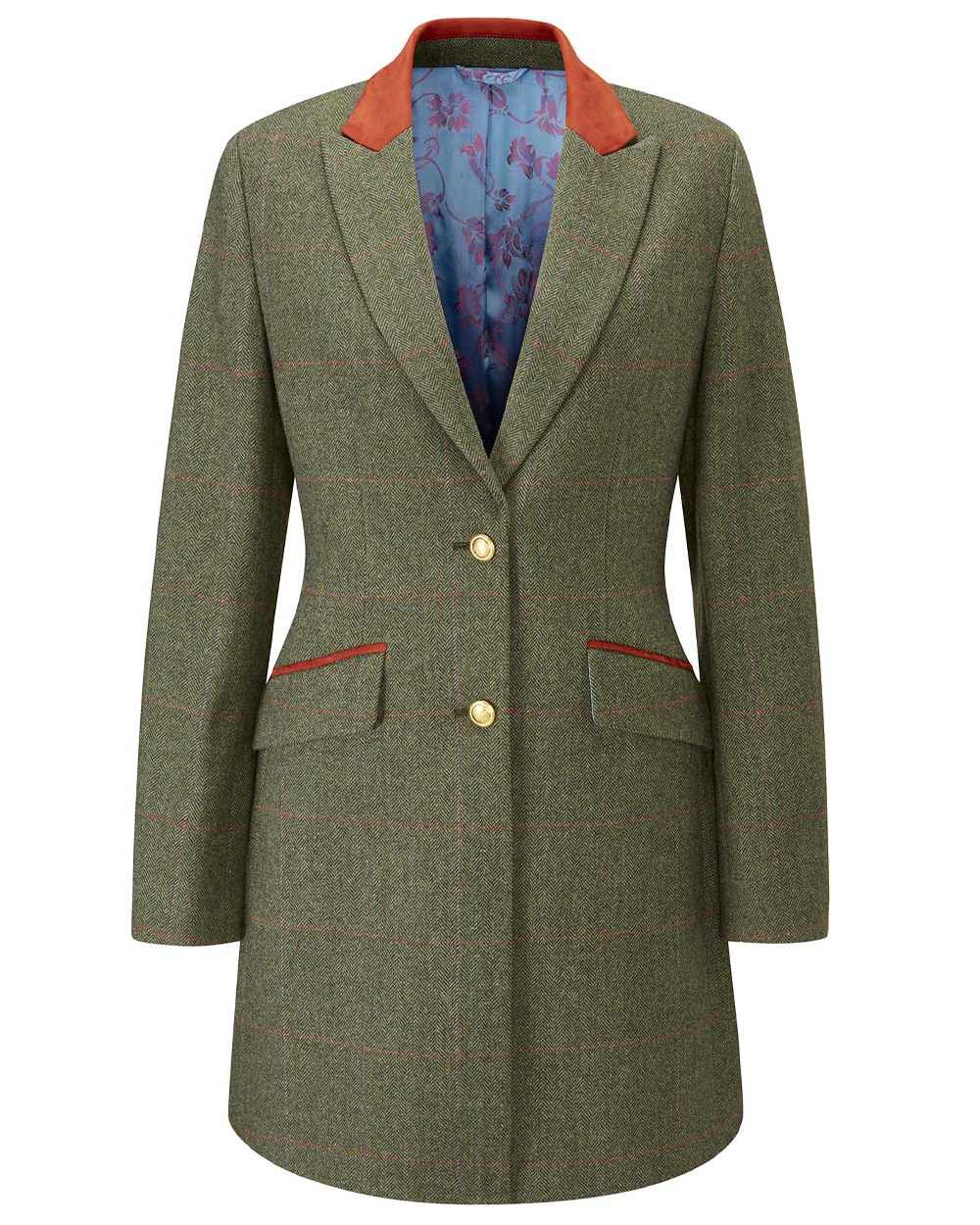 Heath coloured Alan Paine Combrook Ladies Mid Thigh Coat on white background