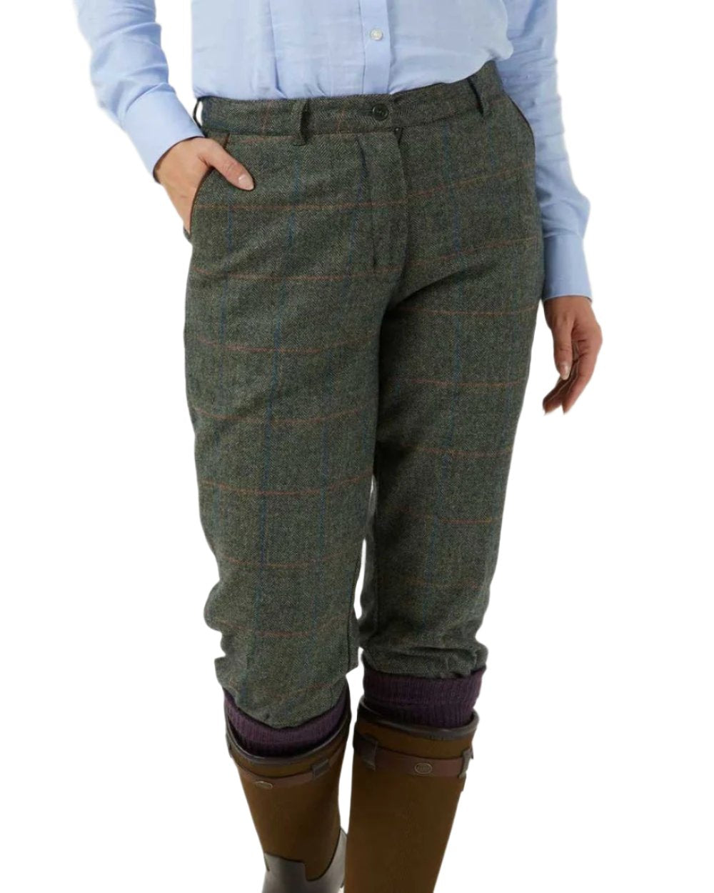 Heath coloured Alan Paine Combrook Ladies Tweed Breeks on white background