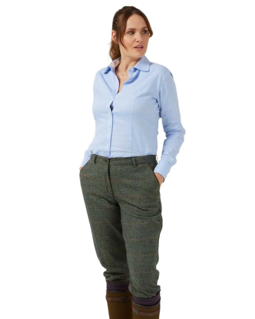 Heath coloured Alan Paine Combrook Ladies Tweed Breeks on white background