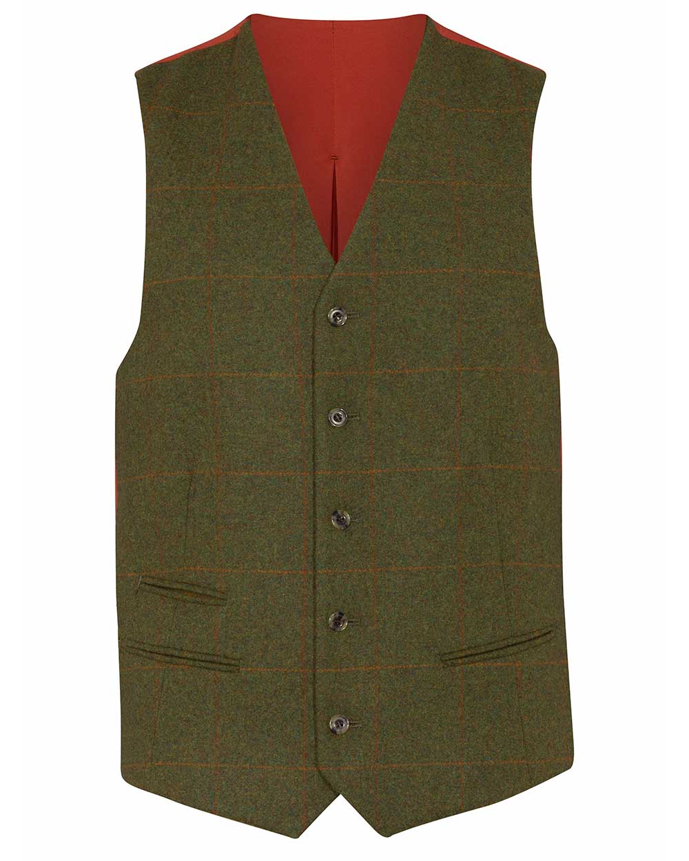 Alan Paine Mens Tweed Lined Back Waistcoat in Maple 