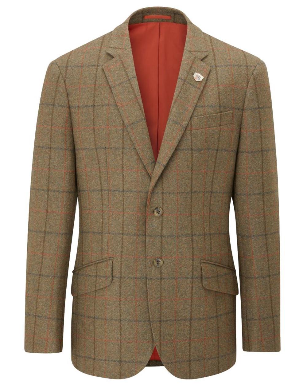 Thyme coloured Alan Paine Combrook Mens Tweed Sports Blazer on white background