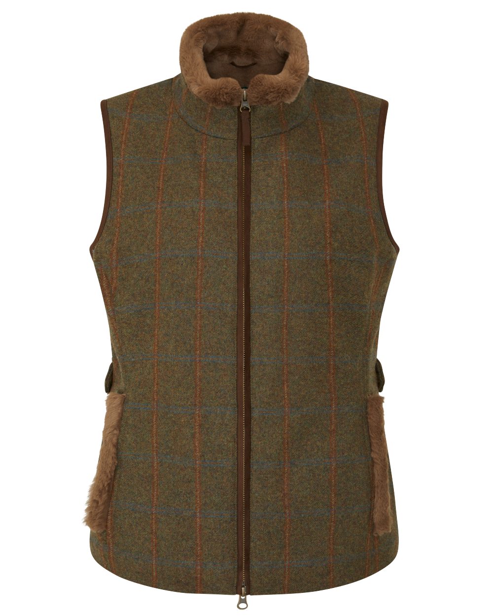 Willow Coloured Alan Paine Combrook Tweed Ladies Gilet on white background