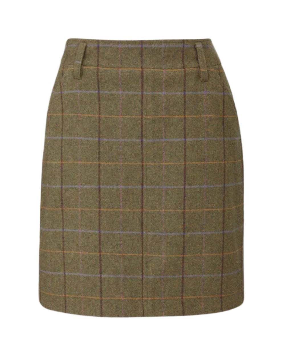 Hazel Coloured Alan Paine Combrook Tweed Skirt on white background