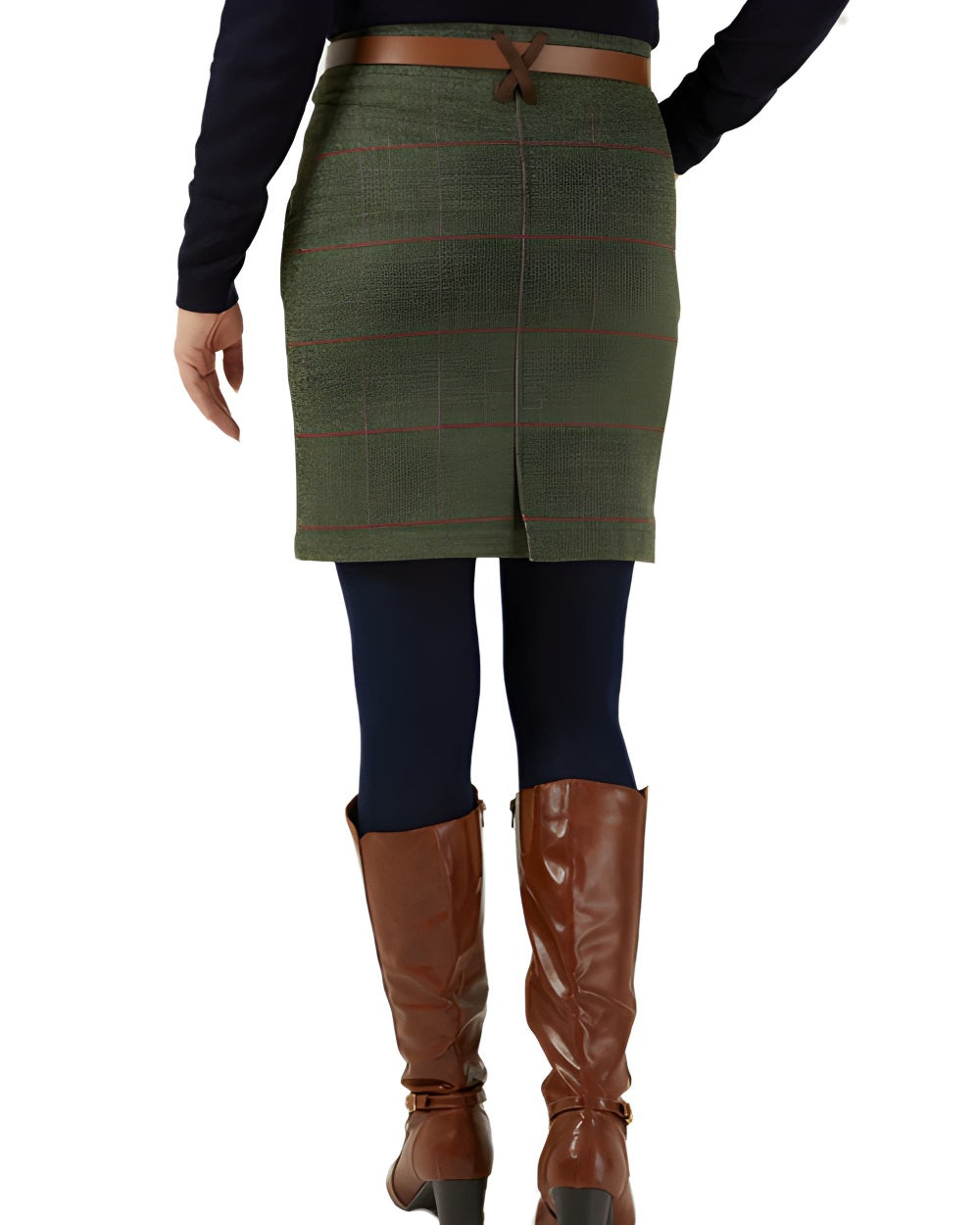 Heath Coloured Alan Paine Combrook Tweed Skirt on white background