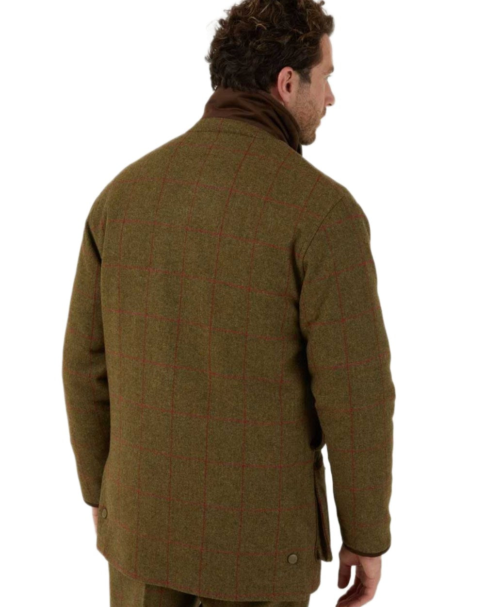 Sage coloured Alan Paine Combrook Tweed Waterproof Coat on white background