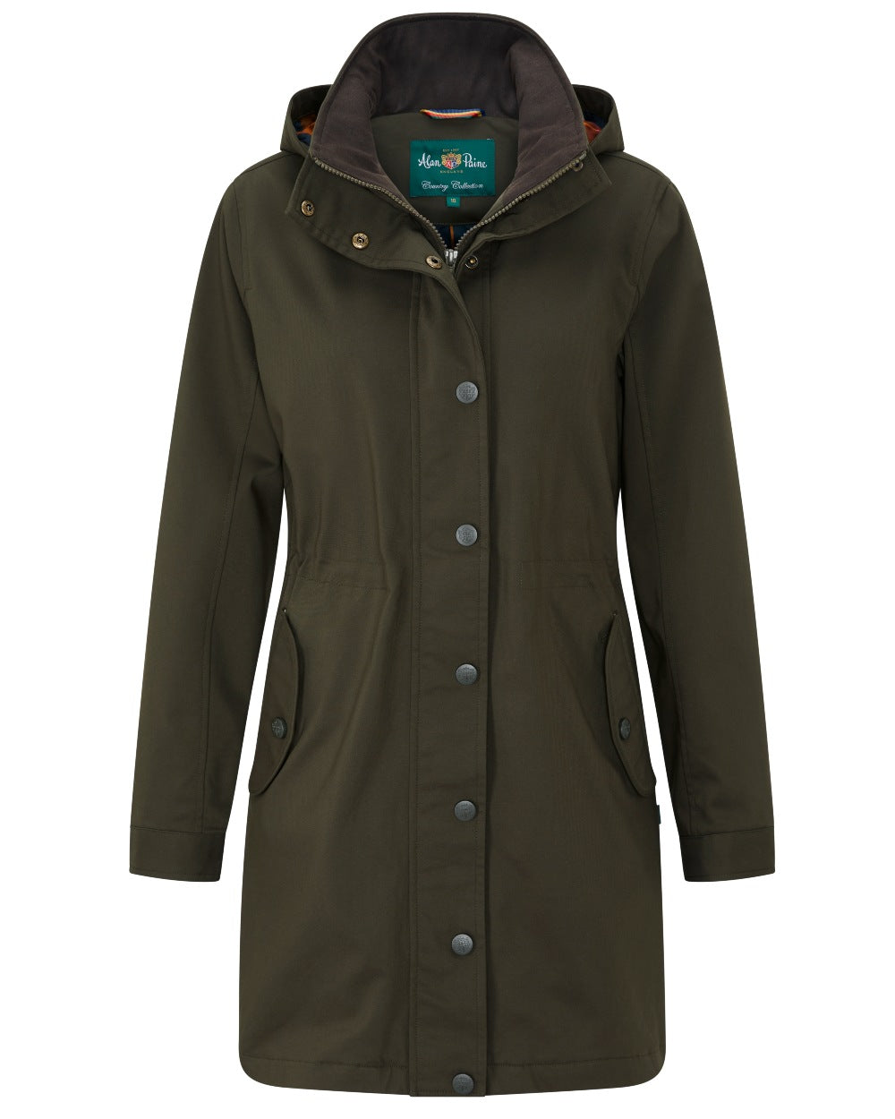 Olive coloured Alan Paine Dunswell Ladies Jacket on white background