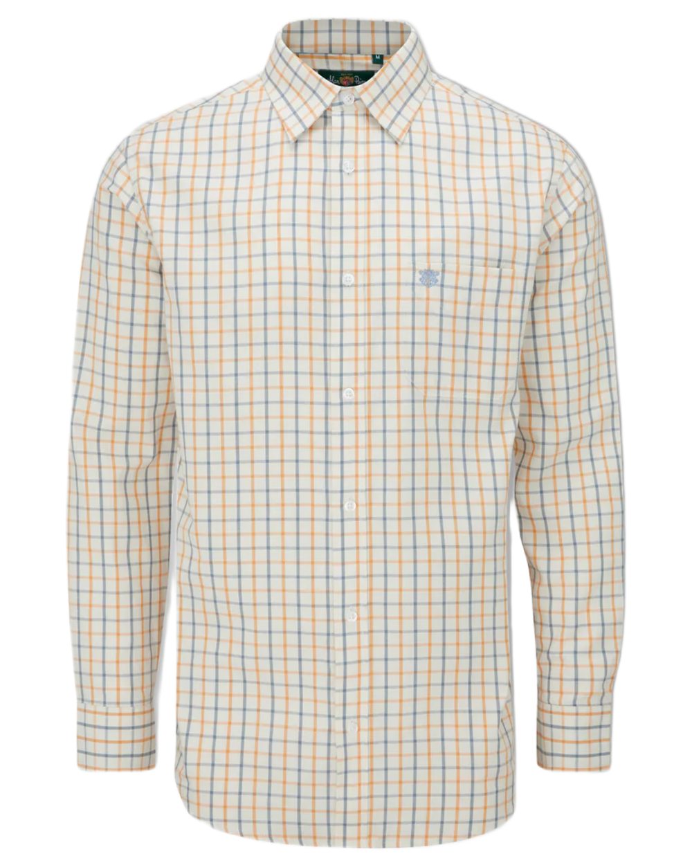 Blue Gold Alan Paine Ilkley Kids Tattersall Shirt on white background