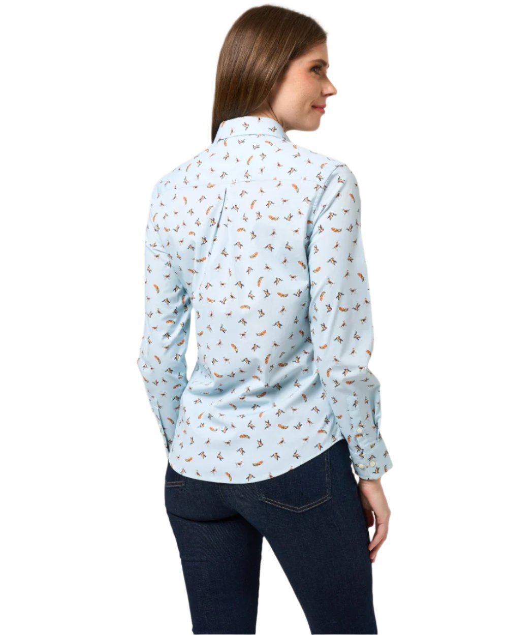 Blue Print coloured Alan Paine Ladies Lawen Printed Shirt on white background