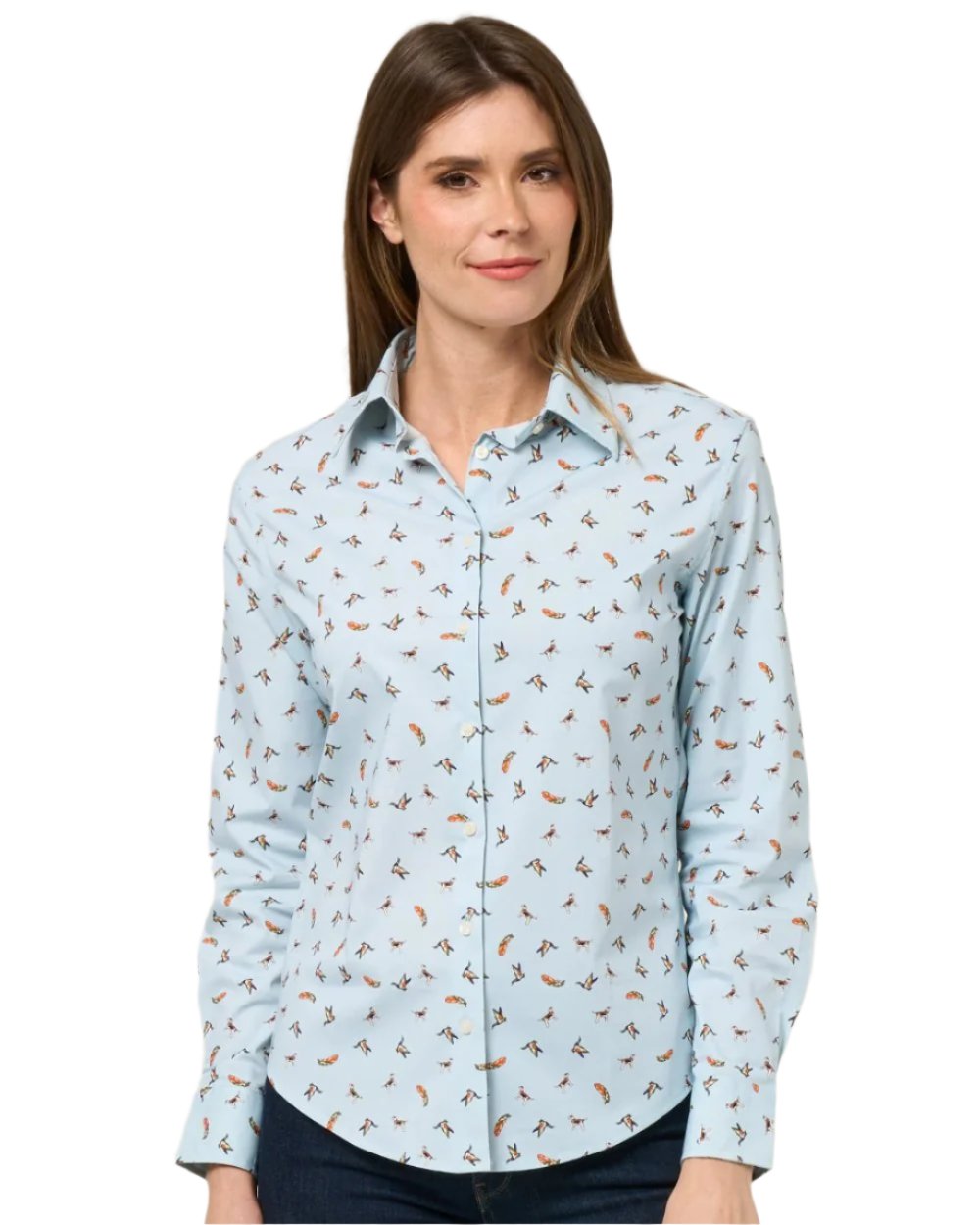 Blue Print coloured Alan Paine Ladies Lawen Printed Shirt on white background