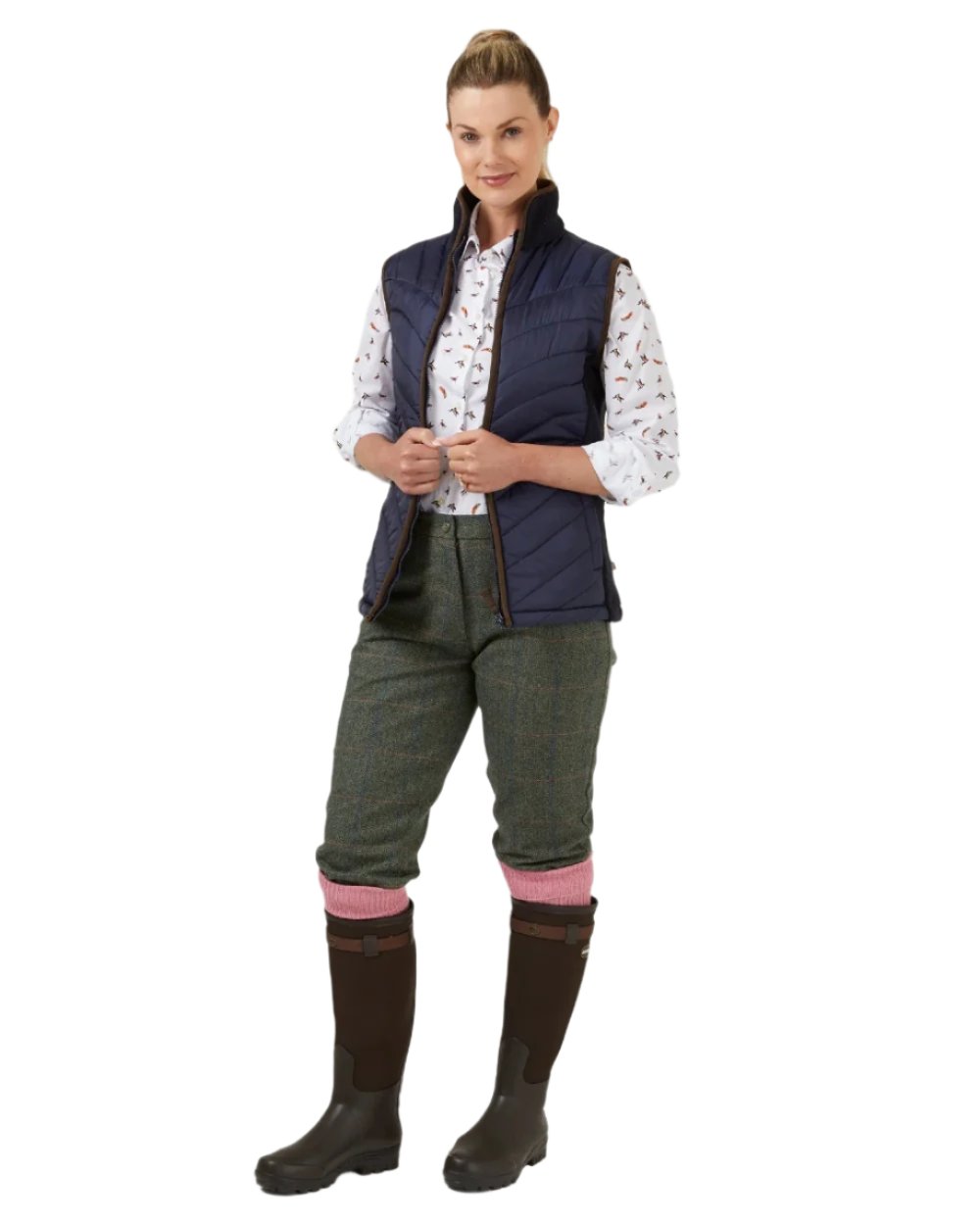 Dog & Duck coloured Alan Paine Ladies Lawen Printed Shirt on white background