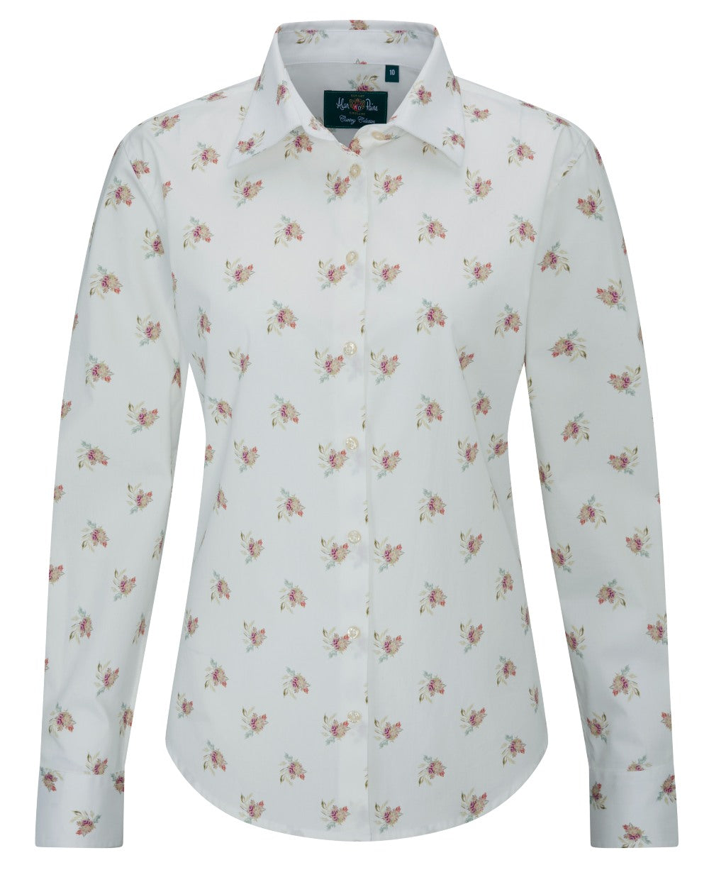 Floral Print coloured Alan Paine Ladies Lawen Printed Shirt on white background