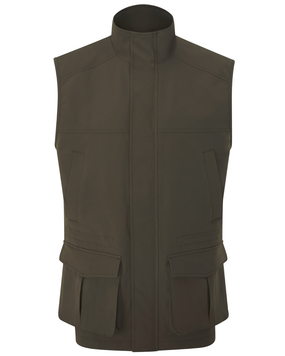 Olive coloured Alan Paine Lockwood Mens Shooting Waistcoat on white background