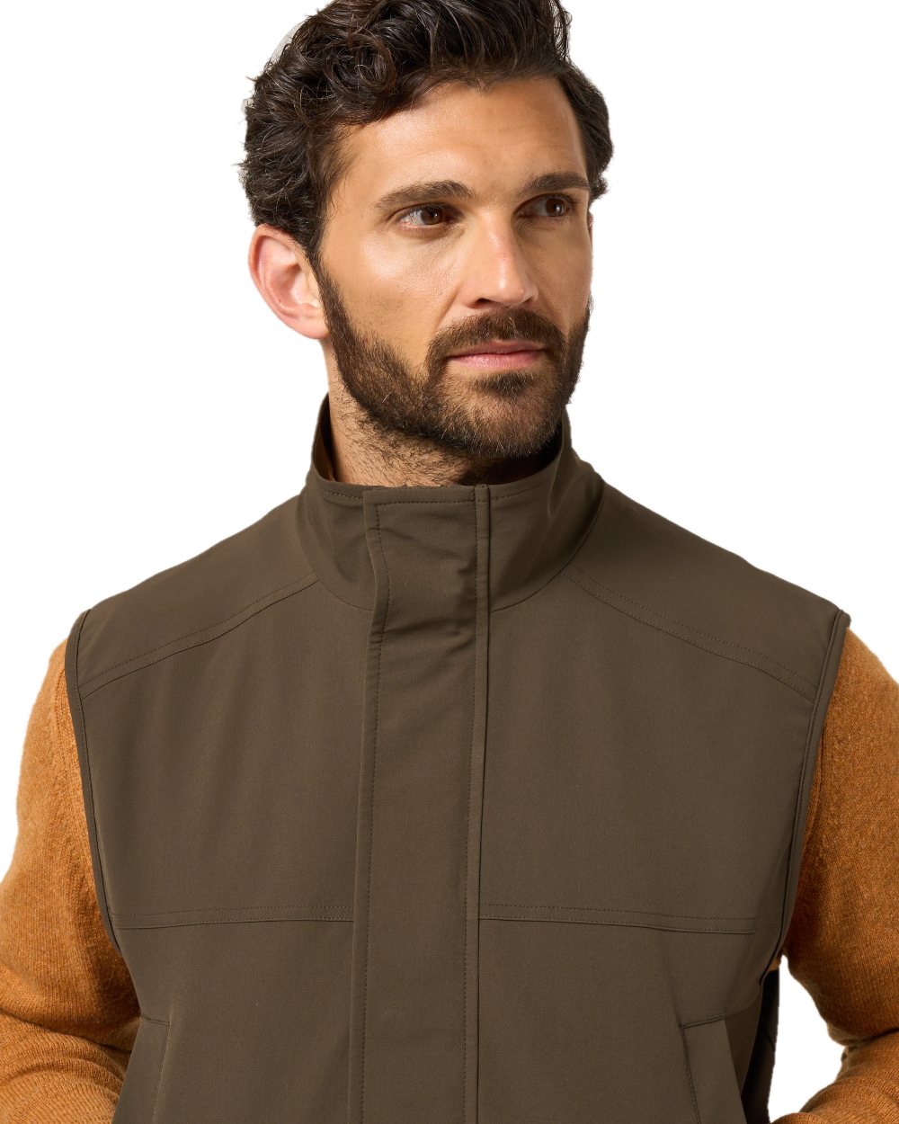 Olive coloured Alan Paine Lockwood Mens Shooting Waistcoat on white background