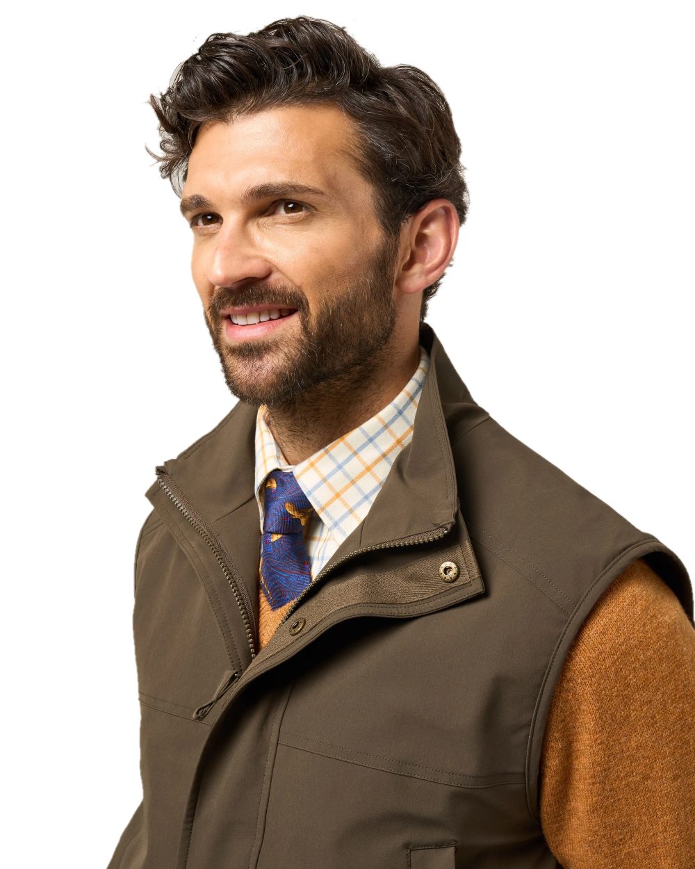 Olive coloured Alan Paine Lockwood Mens Shooting Waistcoat on white background