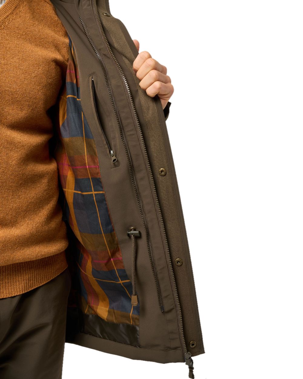 Olive coloured Alan Paine Lockwood Mens Shooting Waistcoat on white background