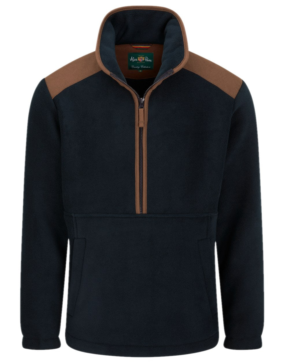 Dark Navy Coloured Alan Paine Mens Aylsham Half Zip Fleece on white background