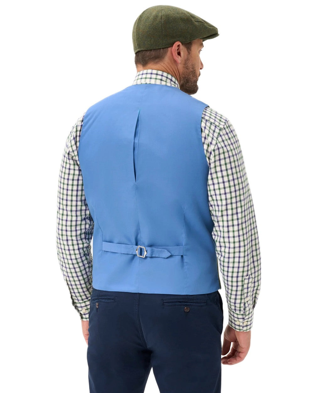 Mariner coloured Alan Paine Mens Combrook Tweed Lined Back Waistcoat on white background