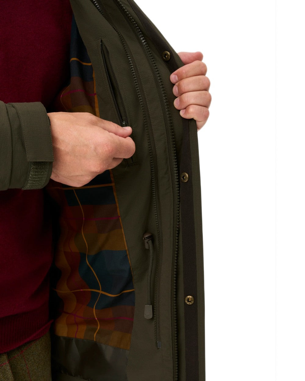 Olive coloured Alan Paine Mens Willsden Waterproof Coat on white background