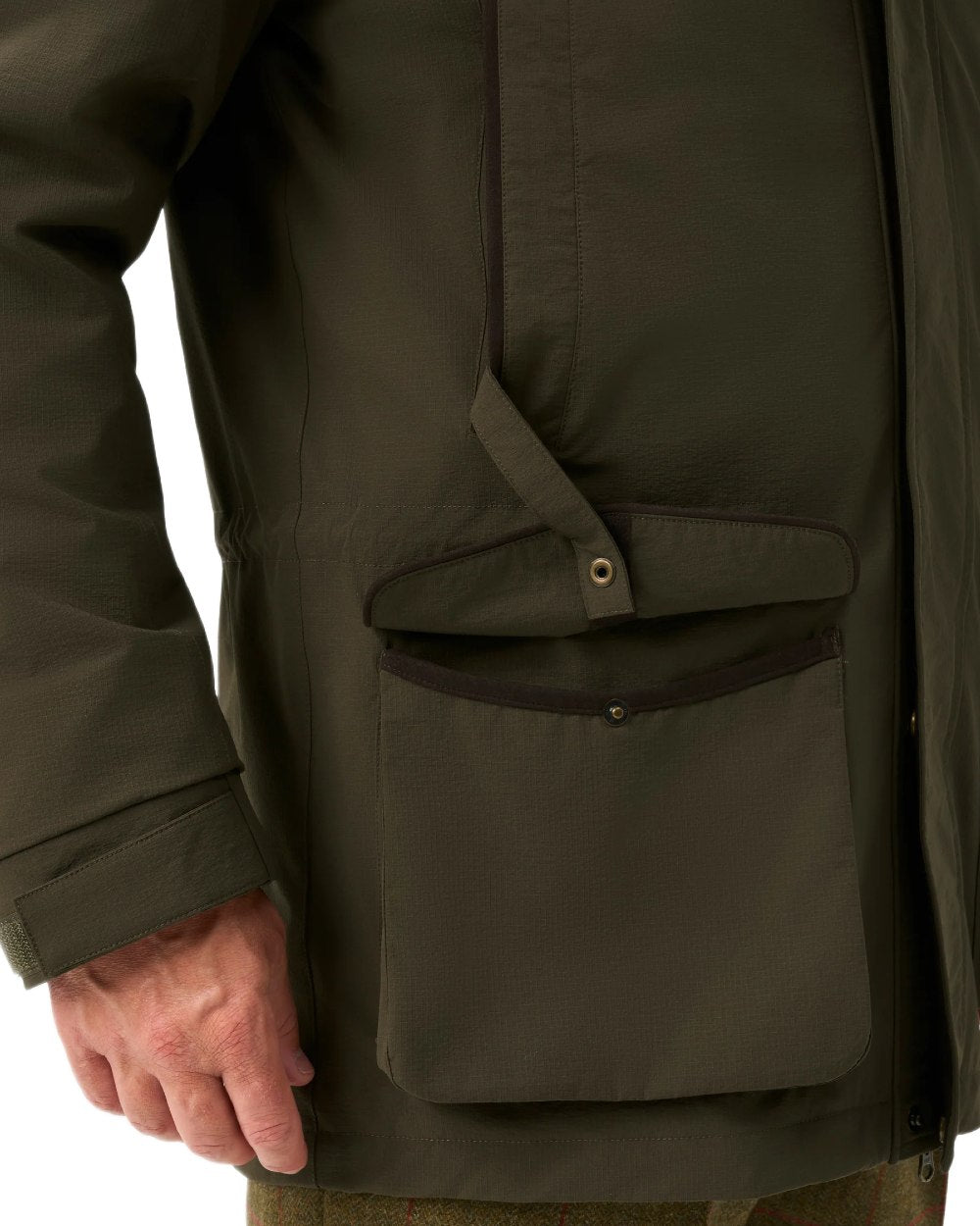 Olive coloured Alan Paine Mens Willsden Waterproof Coat on white background