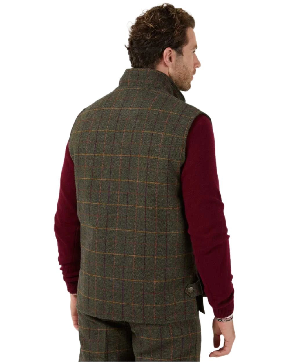Fern coloured Alan Paine Rutland Tweed Waistcoat on white background