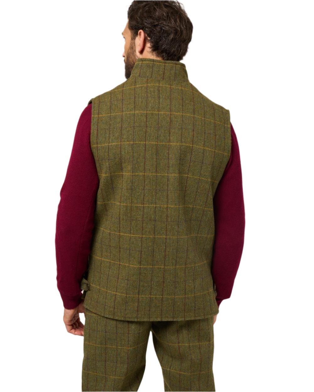 Green Ash coloured Alan Paine Rutland Tweed Waistcoat on white background
