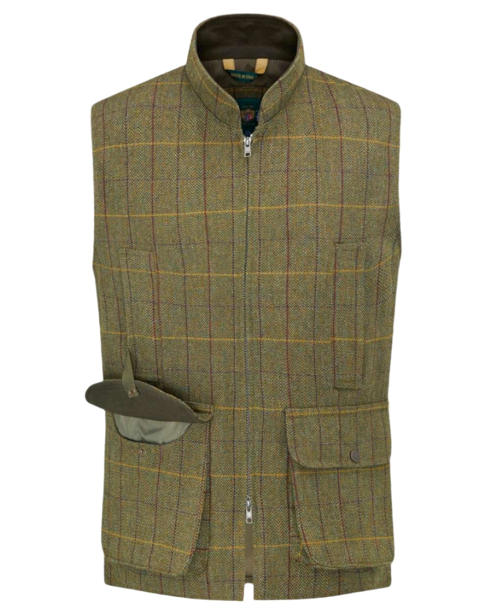 Green Ash coloured Alan Paine Rutland Tweed Waistcoat on white background
