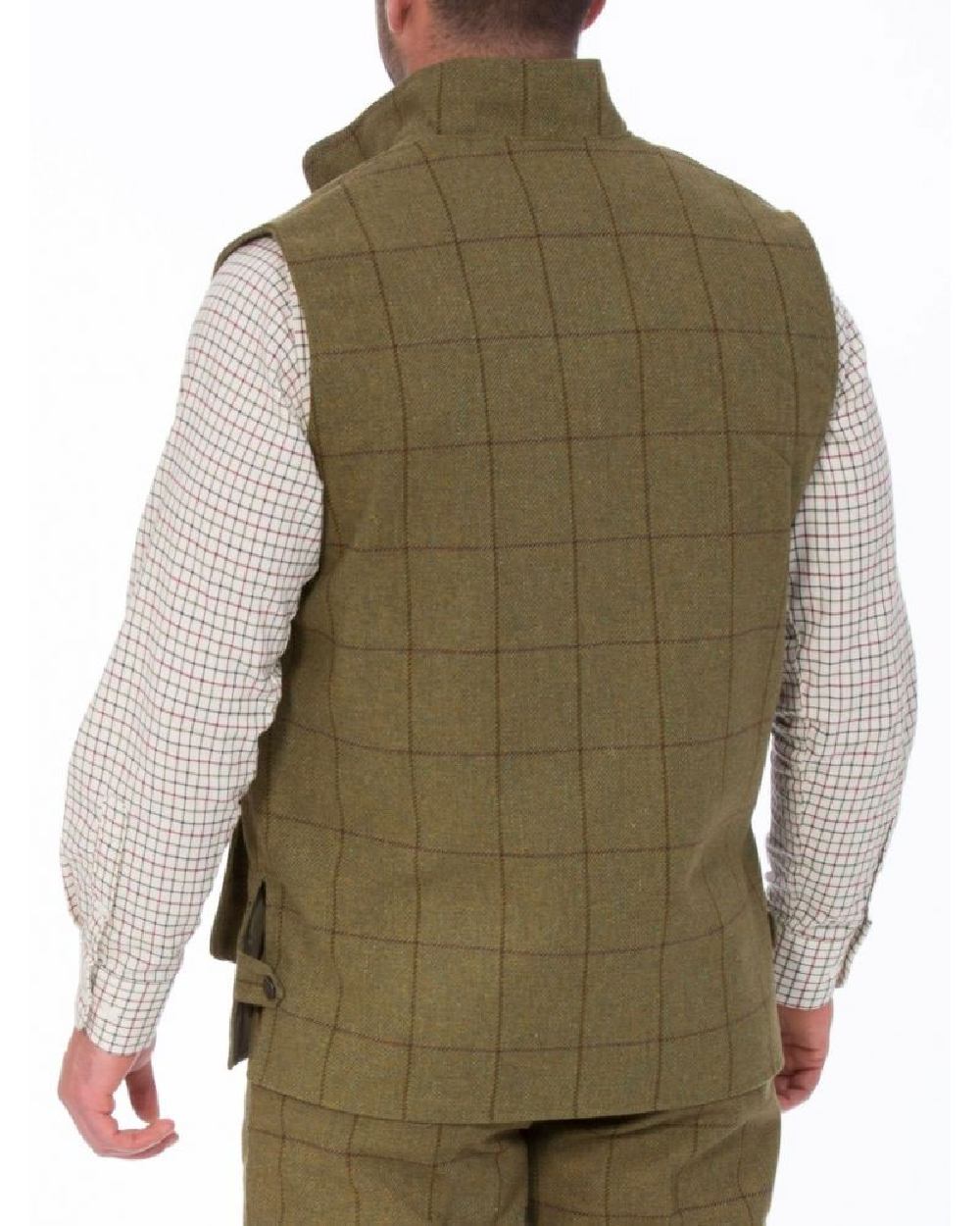 Lichen coloured Alan Paine Rutland Tweed Waistcoat on white background