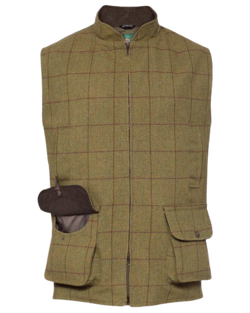 Lichen coloured Alan Paine Rutland Tweed Waistcoat on white background