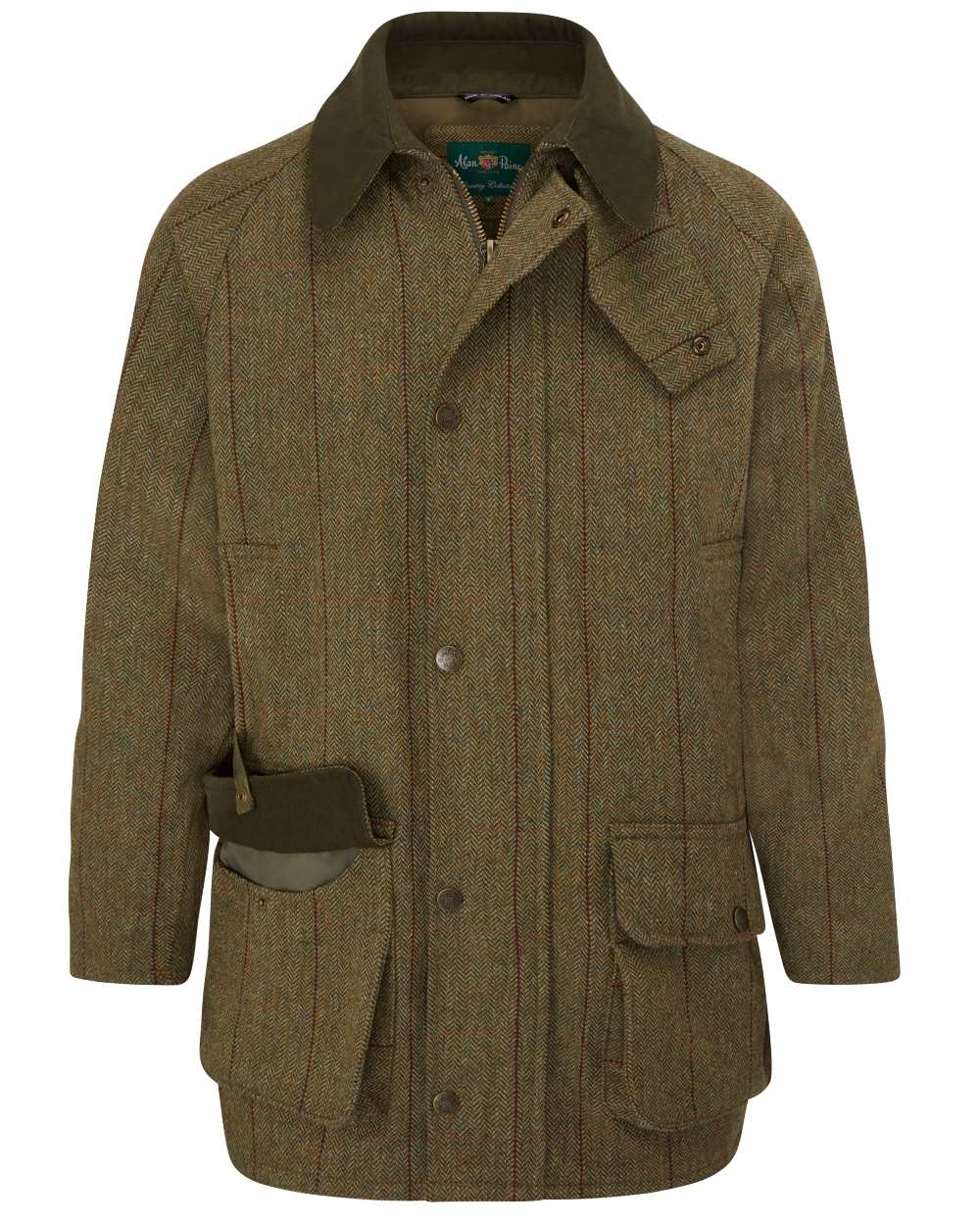 Oak coloured Alan Paine Rutland Waterproof Tweed Shooting Coat on white background