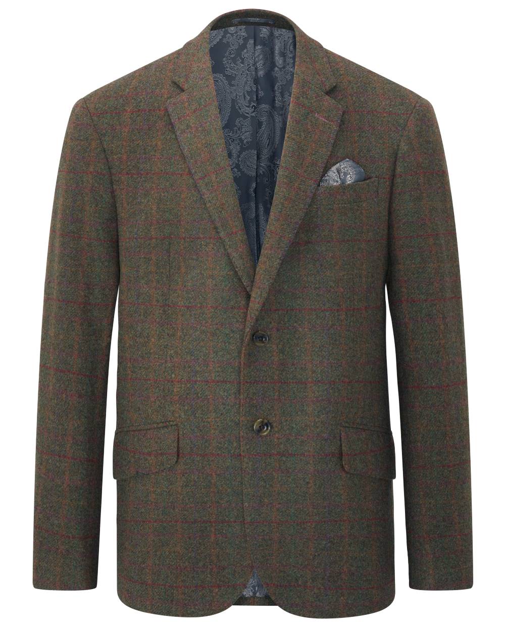 Hemlock coloured Alan Paine Surrey Mens Tweed Lined Blazer on white background
