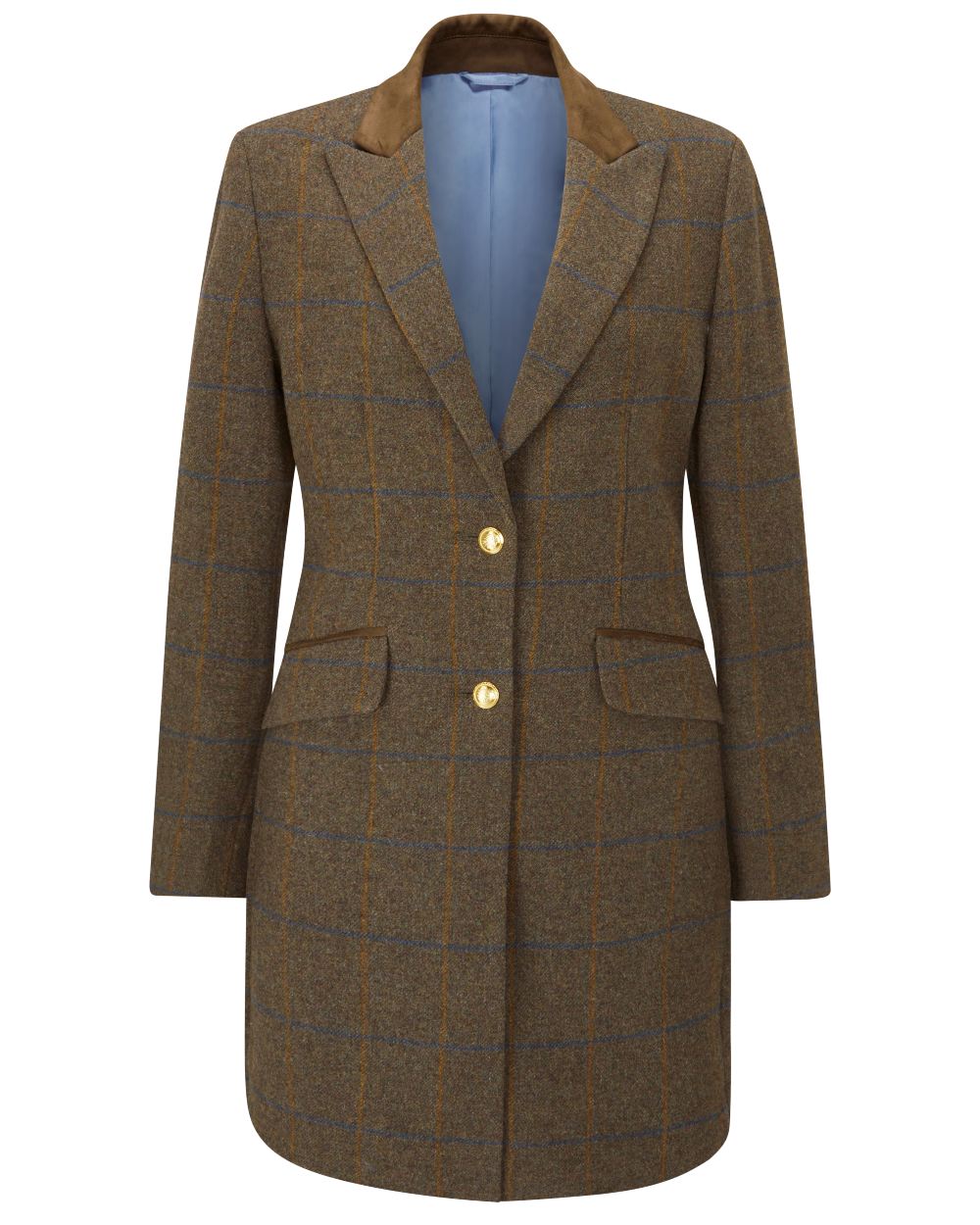 Seabrook coloured Alan Paine Surrey Mid-Thigh Tweed Coat on white background