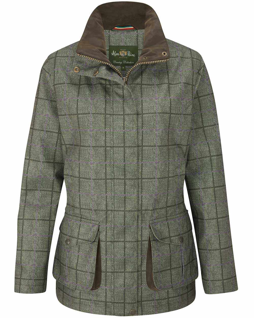 Seagrass coloured Alan Paine Womens Didsmere Coat on white background