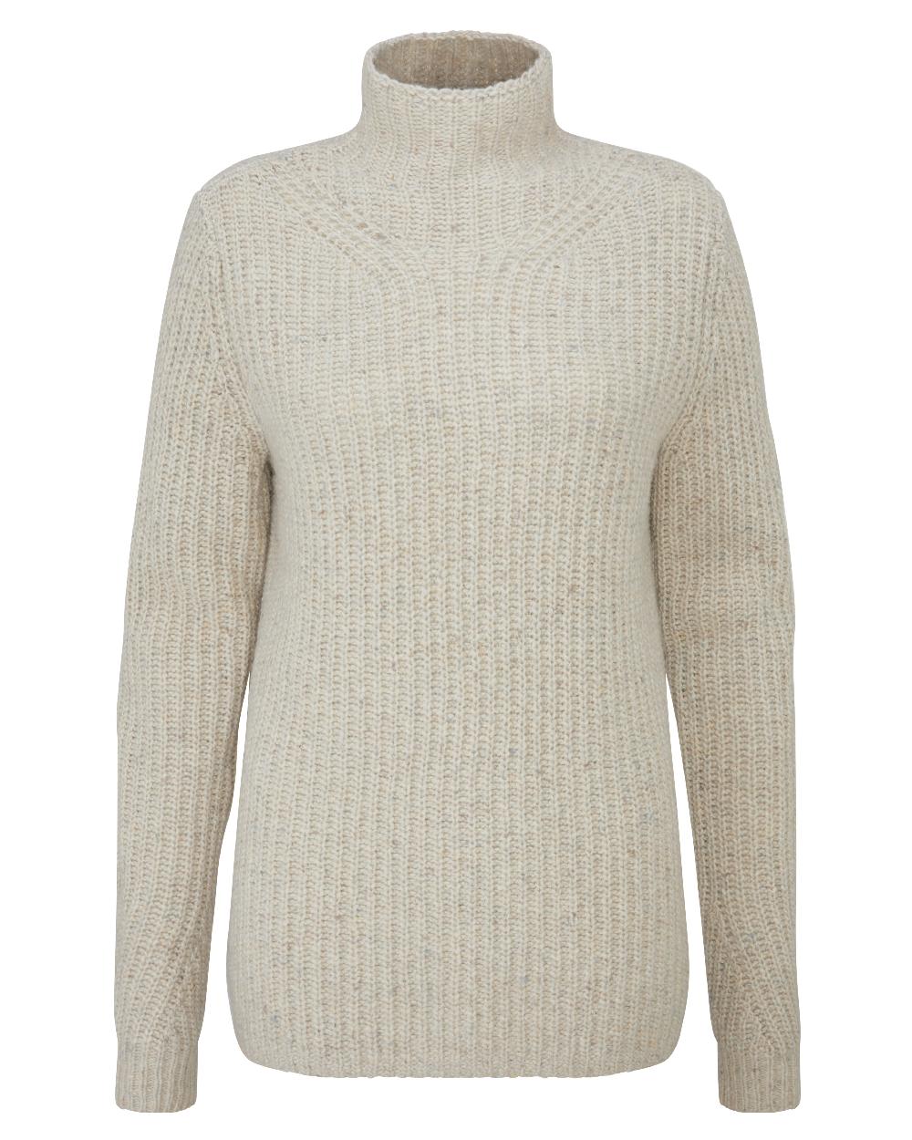 Shearer coloured Alan Paine Womens Ava Chunky Half Cardigan Stitch Jumper on white background