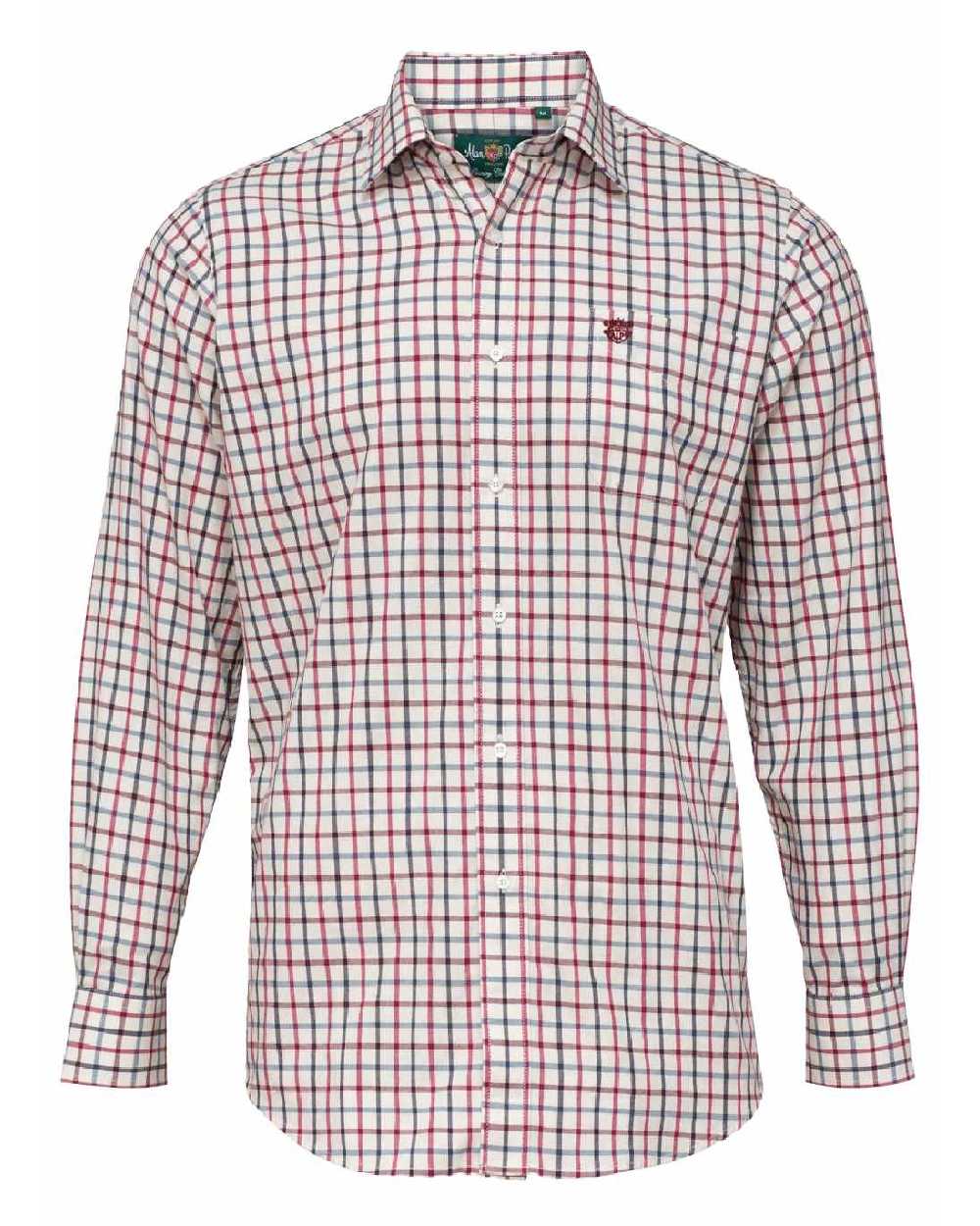 Red Check Coloured Alan Paine Ilkley Shirt On A White Background