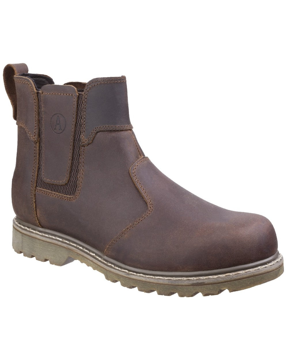 Brown Crazy Horse coloured Amblers Mens Abingdon Dealer Boots on white background