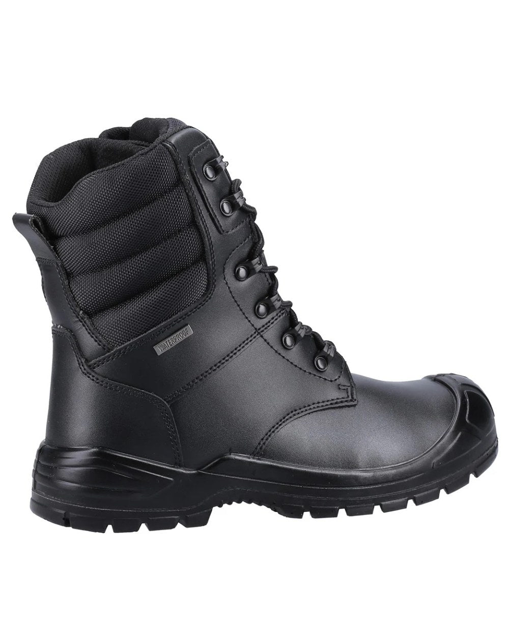 Black coloured Amblers Safety AS240 Waterproof S3 SRC Safety Boots on white background