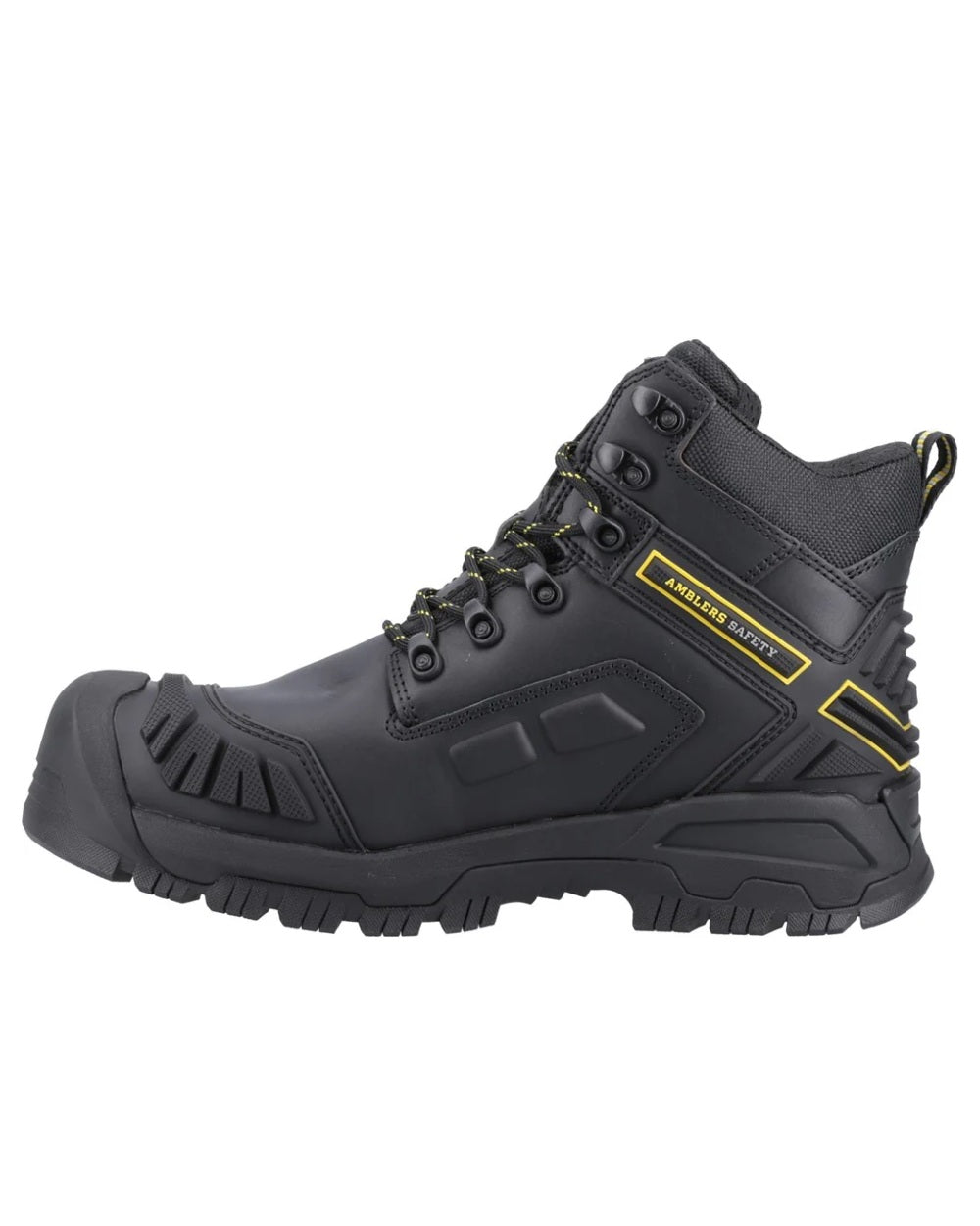 Black coloured Amblers Safety Mens AS962C Flare S7S SR Waterproof Safety Boots on white background