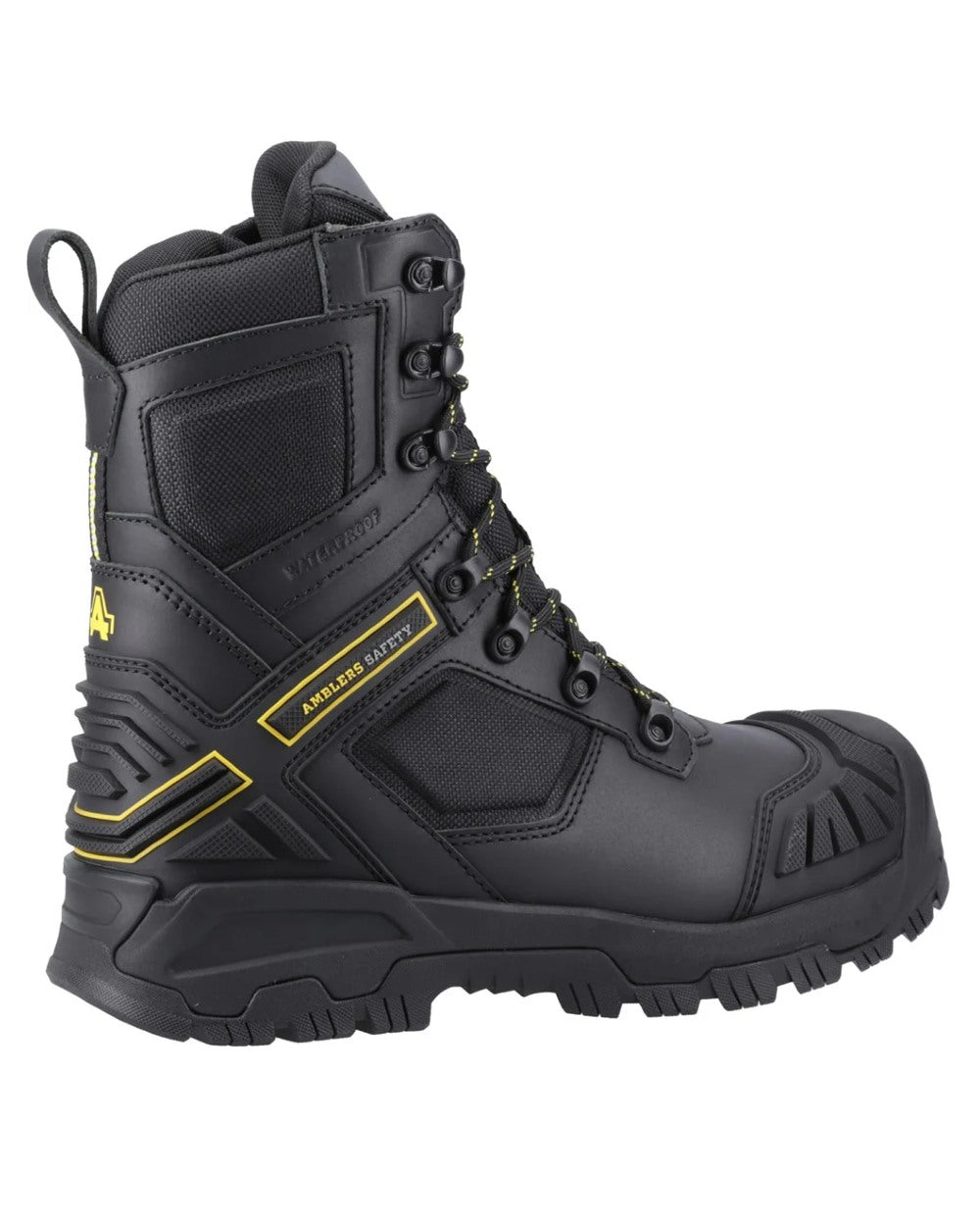 Black coloured Amblers Safety Mens AS963C Dynamite S7S SR Waterproof Boots on white background