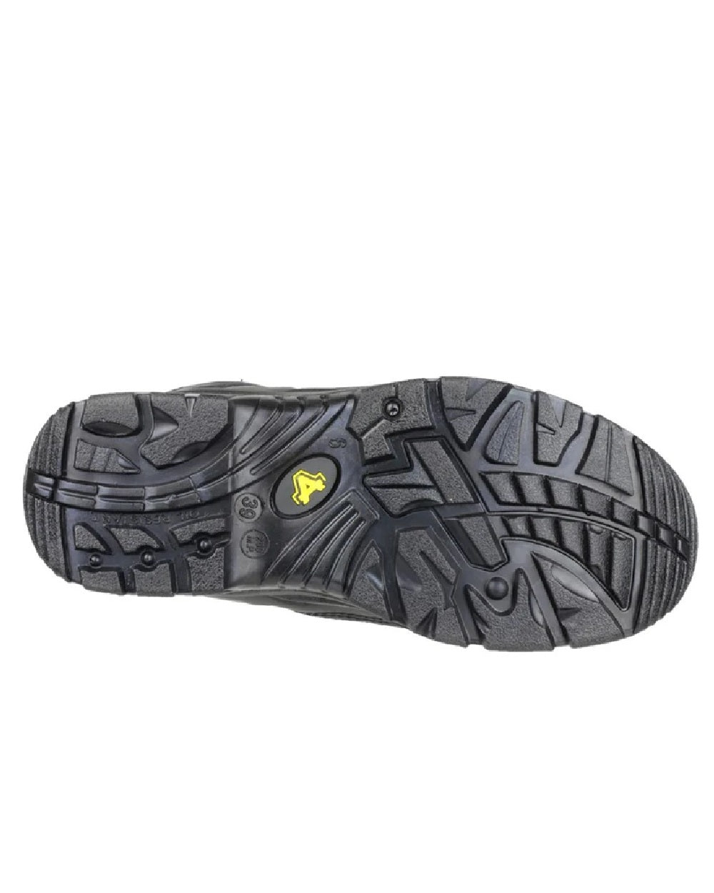 Black Coloured Amblers Safety Mens FS218 S3 SRC Safety Boots on white background