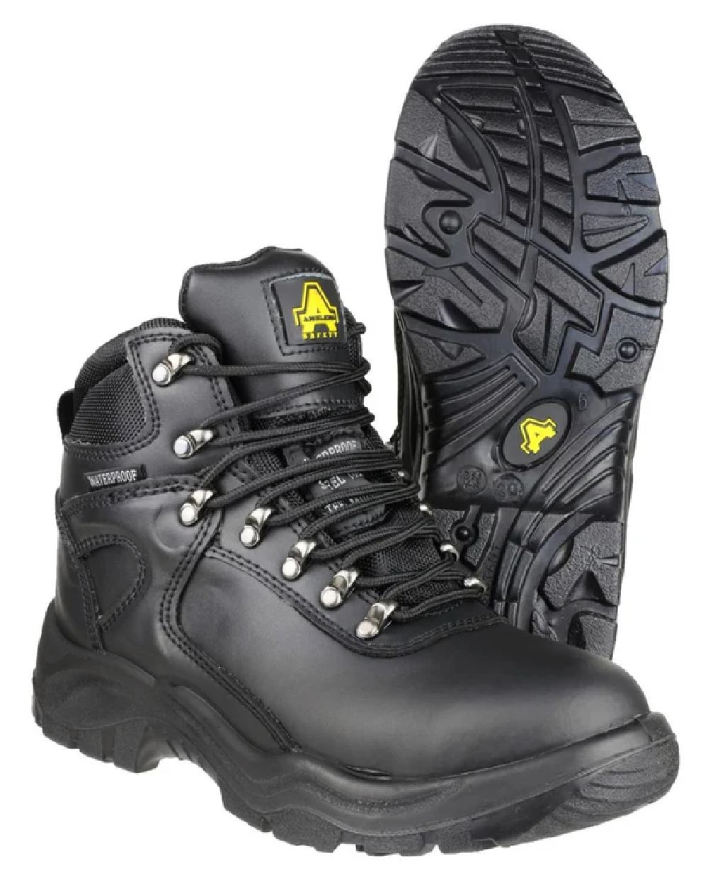 Black Coloured Amblers Safety Mens FS218 S3 SRC Safety Boots on white background