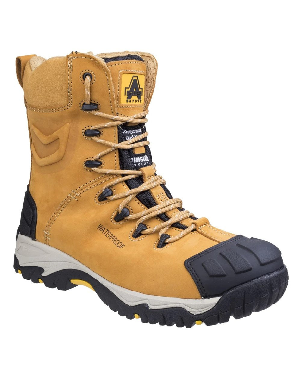 Honey coloured Amblers Safety Mens FS998 Waterproof S3 SRC Safety Boots on white background