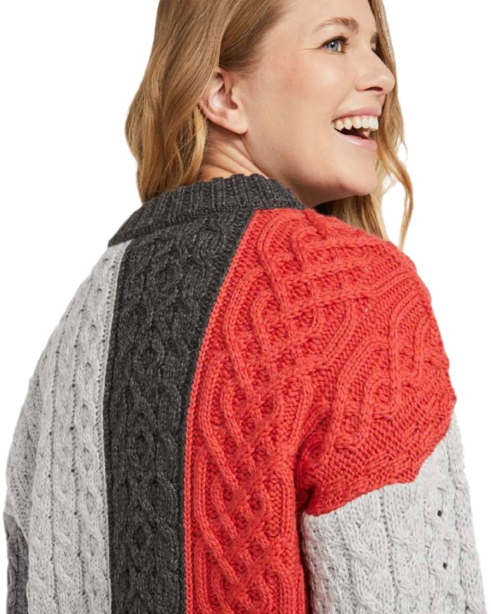 Dusk Coloured Aran Cobh Sweater on white background