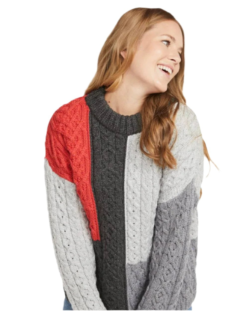 Dusk Coloured Aran Cobh Sweater on white background