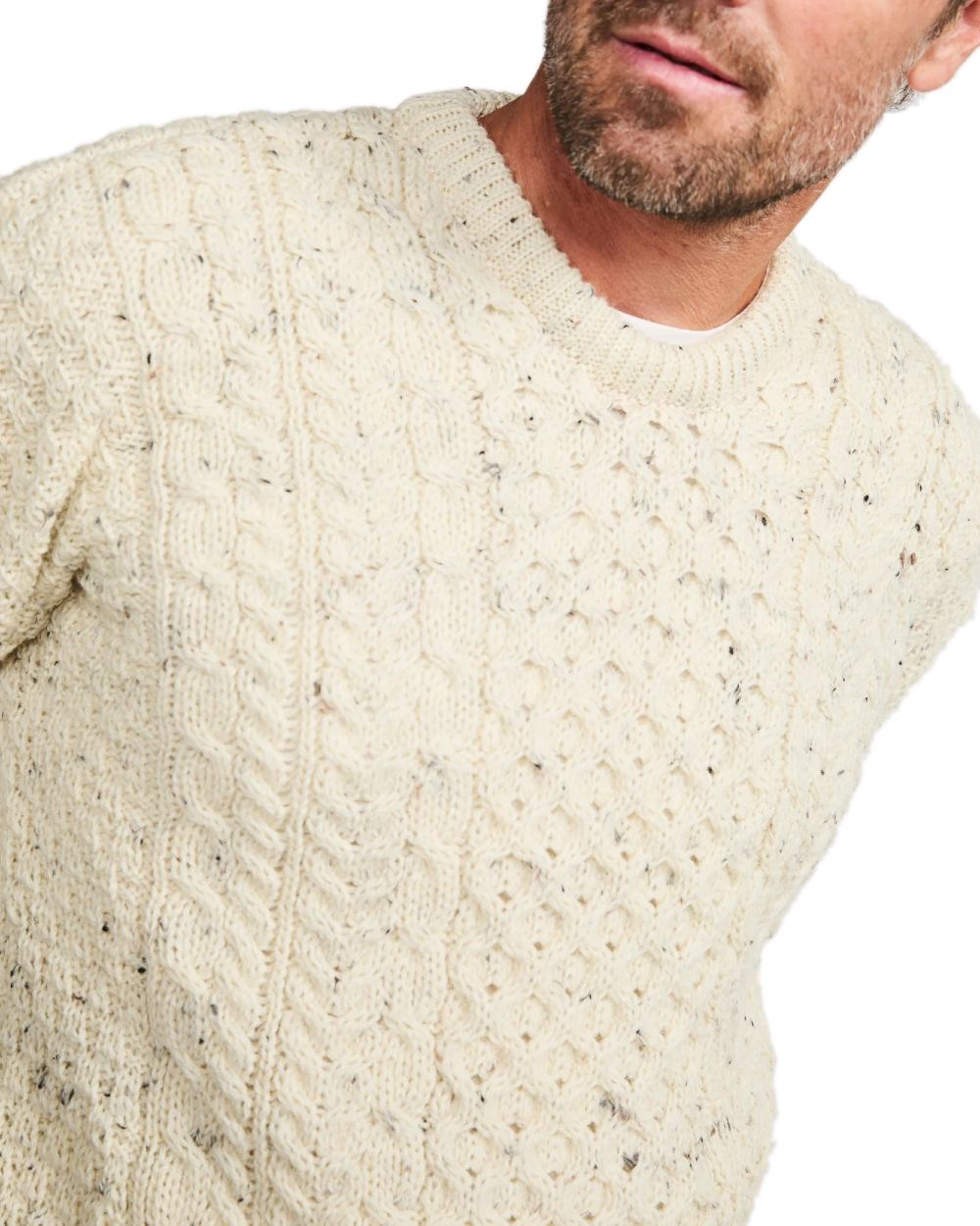 Flecked Cream coloured Aran Inishbofin Traditional Sweater on white background