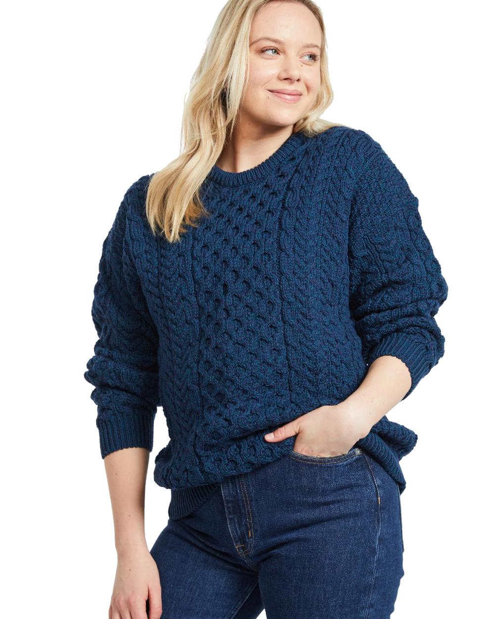 Atlantic Coloured Aran Inisheer Traditional Sweater on white background